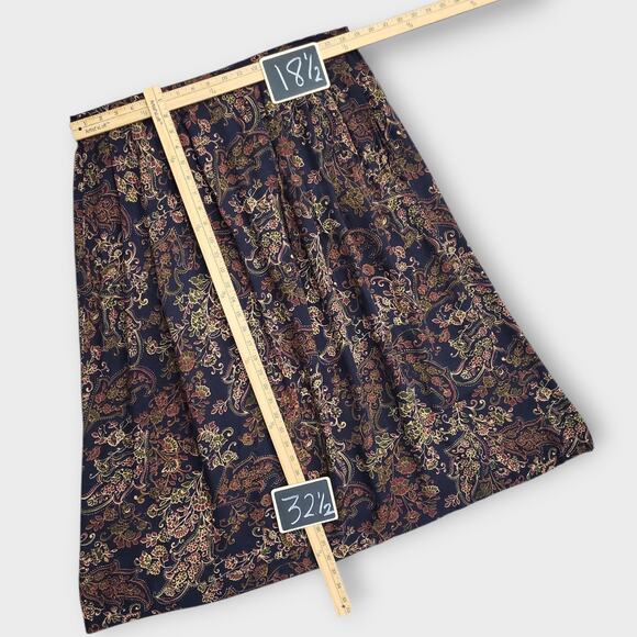 Vintage Skirt Sag Harbor Womens 1X Navy Paisley Floral Elastic Waist Midi Length - Picture 4 of 13